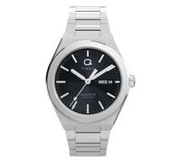 Timex Q Continental TW2Y25000 - Reloj de cuarzo de 39 mm con día y fecha para hombre, pulsera de acero inoxidable con esfera negra