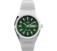 Timex Q - de 38 mm para hombre, pulsera de acero inoxidable, esfera verde, caja de acero inoxidable TW2U95400