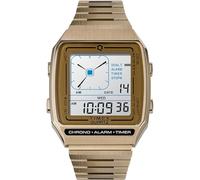 Timex Q Reissue Digital - Reloj de 32,5 mm para hombre, correa de acero inoxidable en tono dorado, esfera digital, caja de acero inoxidable en tono dorado TW2U72500