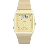Timex Q Reissue - Reloj de Pulsera de Cuarzo analógico y Digital para Hombre con Correa de Acero Inoxidable, Dorado, Pulsera