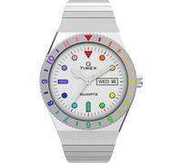 Timex Q - Reloj de 36 mm para mujer, correa de expansión de acero inoxidable en tono plateado, esfera en tono plateado, caja en tono plateado TW2V66000
