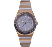 Timex Q TW2W87700 - Reloj de Mujer 36 mm, Correa Extensible Bicolor de Acero Inoxidable, Esfera Morada y Caja en Tono Oro Rosa
