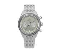 Timex Reloj cronógrafo Marlin Jet de 40 mm para Hombre, Pulsera Plateada, Esfera Verde, Caja Plateada