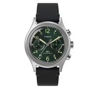 Timex Reloj cronógrafo MK1 para Hombre de 40 mm, Correa Negra, Esfera Verde, Caja Plateada