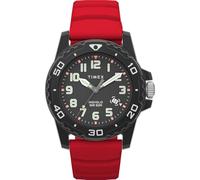 Timex - Reloj de 42 mm para hombre, correa de silicona roja, esfera negra, caja negra TW5M61000