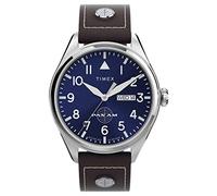 Timex Reloj de Cuarzo para Hombre con Correa de Cuero Pan Am, marrón, Correa