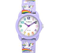 Timex Reloj de Pulsera para Adolescentes y niños, 30 mm, Correa Morada, Esfera Blanca, Caja Morada