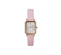 Timex Reloj de vestir con correa de cuero rosa para mujer TW2Y01100