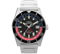 Timex Reloj Deep Water Reef para Hombre, 41 mm, Acero Inoxidable, Color Negro y Rojo, Correa: