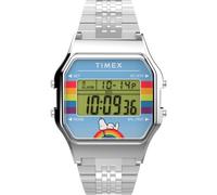 Timex Reloj Digital de Cuarzo Unisex con Correa de Acero Inoxidable TW2V61300, Plata, Moderno