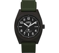 Timex Reloj Expedition Capstone de 39 mm para hombre, color verde, dos piezas, esfera negra de liberación rápida, caja plomiza