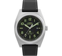 Timex Reloj Expedition Capstone de 39 mm para hombre, esfera negra de dos piezas, caja plateada
