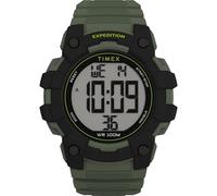 Timex Reloj Expedition CAT de 48 mm para hombre, esfera digital verde de dos piezas, caja negra