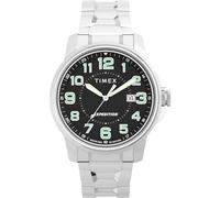 Timex Reloj Expedition Field de 40 mm para hombre, correa de expansión de acero inoxidable, esfera negra, caja de acero inoxidable, Acero inoxidable