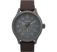 Timex Reloj Expedition Field de 43 mm para Hombre, Correa marrón, Esfera Negra, Caja plomiza, Marrón/Negro/plomizo, Correa