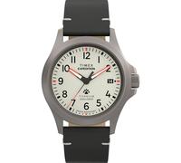 Timex Reloj Expedition Field Post de 38 mm para hombre, correa negra, esfera gris, caja de titanio