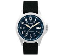 Timex Reloj Expedition Field Solar de 41 mm - Correa Negra Esfera Azul Caja de Acero Inoxidable