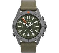 Timex Reloj Expedition North Tide Temp Compass para Hombre, 43 mm, Correa marrón, Esfera Verde, Caja plomiza