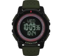 Timex Reloj Expedition Ridge de 49 mm para hombre, correa verde, esfera digital Neg con caja negra