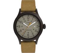 Timex Reloj Expedition Scout de 40 mm para Hombre, Correa marrón, Esfera bronceada, Caja plomiza, Marrón