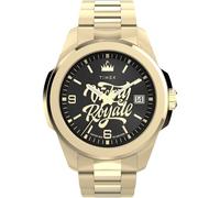 Timex Reloj Fortnite Essex de 45 mm para hombre, pulsera dorada, esfera negra, caja dorada