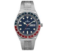 Timex Reloj Hombre Q Men's Stainless Steel Caja de Acero Plateado Movimiento de Cuarzo Esfera Azul Brazalete Acero Plateado con Cierre Deployant 5 ATM