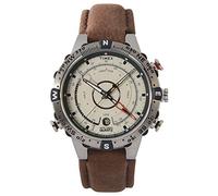 Timex Reloj Hombre Tide Men's Leather Caja de Plástico Plateado Movimiento de Cuarzo Esfera Marrón Correa Genuine Leather Marrón con Cierre Hebilla Normal 10 ATM
