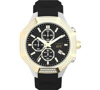 Timex Reloj Hombre UFC King Men's Silicone Caja de Acero Dorado Movimiento de Cuarzo Esfera Negro Correa Silicona Negro con Cierre Hebilla Normal 5 ATM