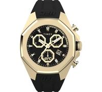 Timex Reloj Hombre UFC Pro Men's Silicone Caja de Acero Dorado Movimiento de Cuarzo Esfera Negro Correa Silicona Negro con Cierre Hebilla Normal 10 ATM