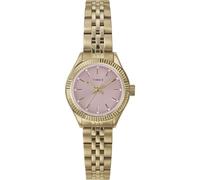 Timex Reloj Legacy de 25 mm para mujer, pulsera dorada, esfera rosa, caja dorada
