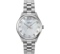 Timex Reloj Legacy de 36 mm para mujer, Tono plateado/plateado/nácar, Relojes
