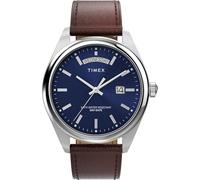 Timex Reloj Legacy de 41 mm para Hombre, Esfera de Acero Inoxidable, Caja de Acero Inoxidable, marrón, Correa