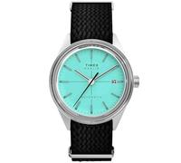 Timex Reloj Marlin de 40 mm para hombre, Negro/Acero inoxidable/azul, Moderno