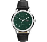 Timex Reloj Marlin para hombre de 38 mm, correa negra, esfera verde, caja de acero inoxidable