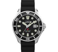 Timex Reloj Meridian para Hombre Deep Water 44mm - Esfera Negra de Dos Piezas de liberación rápida y Caja de Acero Inoxidable