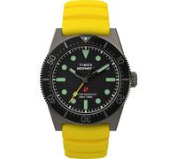 Timex Reloj para hombre Deep Water Reef de 41 mm, correa amarilla, esfera negra, caja de titanio