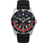 Timex Reloj para hombre Deep Water Reef de 41 mm, correa negra, esfera negra, caja de acero inoxidable
