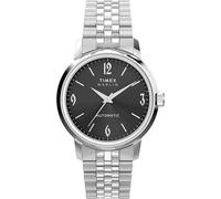 Timex Reloj para Hombre Marlin de 40 mm - Pulsera de eslabones de Acero Inoxidable liberación rápida Esfera Negra Caja de Acero Inoxidable