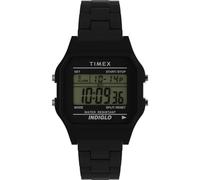 Timex Reloj T80 de 34 mm con Pulsera de Acero Inoxidable, Negro -, 150-205mm (5.9-8.1in), Retro