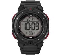 Timex Reloj UFC Rumble de 50 mm para hombre, correa negra, esfera digital, caja negra, Negro/Digital/Negro, Moderno