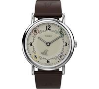 Timex Reloj unisex de Harry Potter x Weekender Slytherin House de 38 mm, esfera marrón de dos piezas, caja plateada