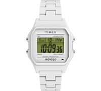 Timex Reloj Unisex T80 de 36 mm, Pulsera Blanca, Esfera Digital, Caja Blanca, Blanco