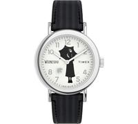 Timex Reloj Unisex Wednesday Weekender de 37 mm, Correa Negra, Esfera Blanca, Caja Plateada
