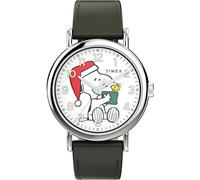 Timex Reloj Weekender de 40 mm para Hombre, Verde/Tono Plateado/Blanco/Snoopy
