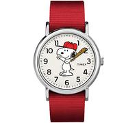 Timex Special Weekender Slip Through Reloj análogico de cuarzo Unisex adulto Rojo (Red/Snoopy)