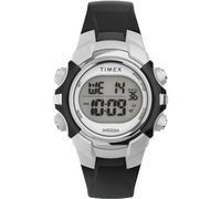 Timex Sport - Reloj de 33 mm unisex, correa de resina negra, esfera digital, caja en tono plateado TW5M61300