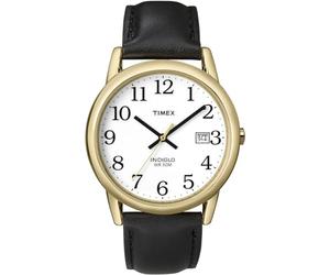 Timex #T2H291 Men's Indiglo Easy Reader White Dial Leather Band Analog Watch