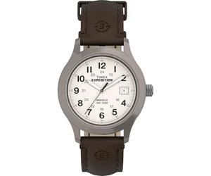 Timex T49870SU - Reloj analógico de caballero de cuarzo con correa de piel marrón