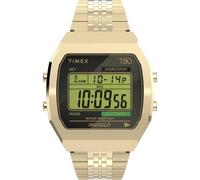 Timex T80 - Reloj de 36 mm Unisex, Correa de Acero Inoxidable en Tono Dorado, Esfera Digital, Caja Dorada TW2V74300
