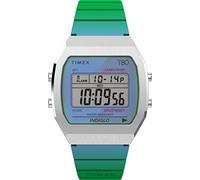 Timex T80 - Reloj de 36 mm unisex, correa de resina azul, esfera digital, caja de acero inoxidable TW2V74500